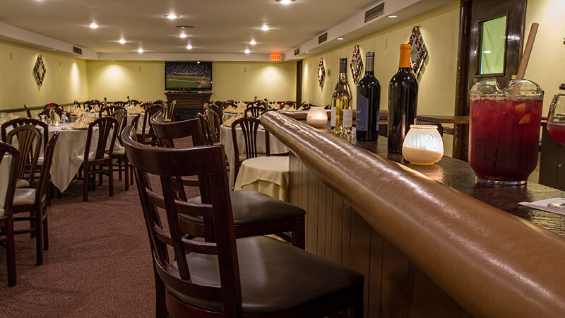 Private party room with view of tables and private bar